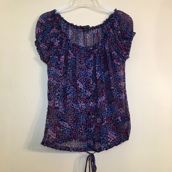 Forever Twenty-one Chiffon Short Sleeve Blouse S - Picture 1 of 12